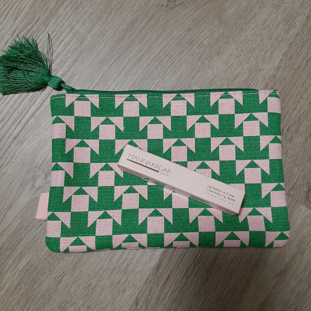 IPSY Pink & Green Patterned Makeup Pouch